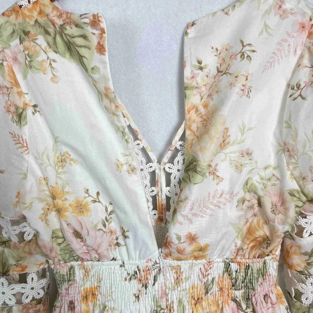L'ATISTE Pastel Floral Lace-Trim Mini Dress - Picture 6 of 9